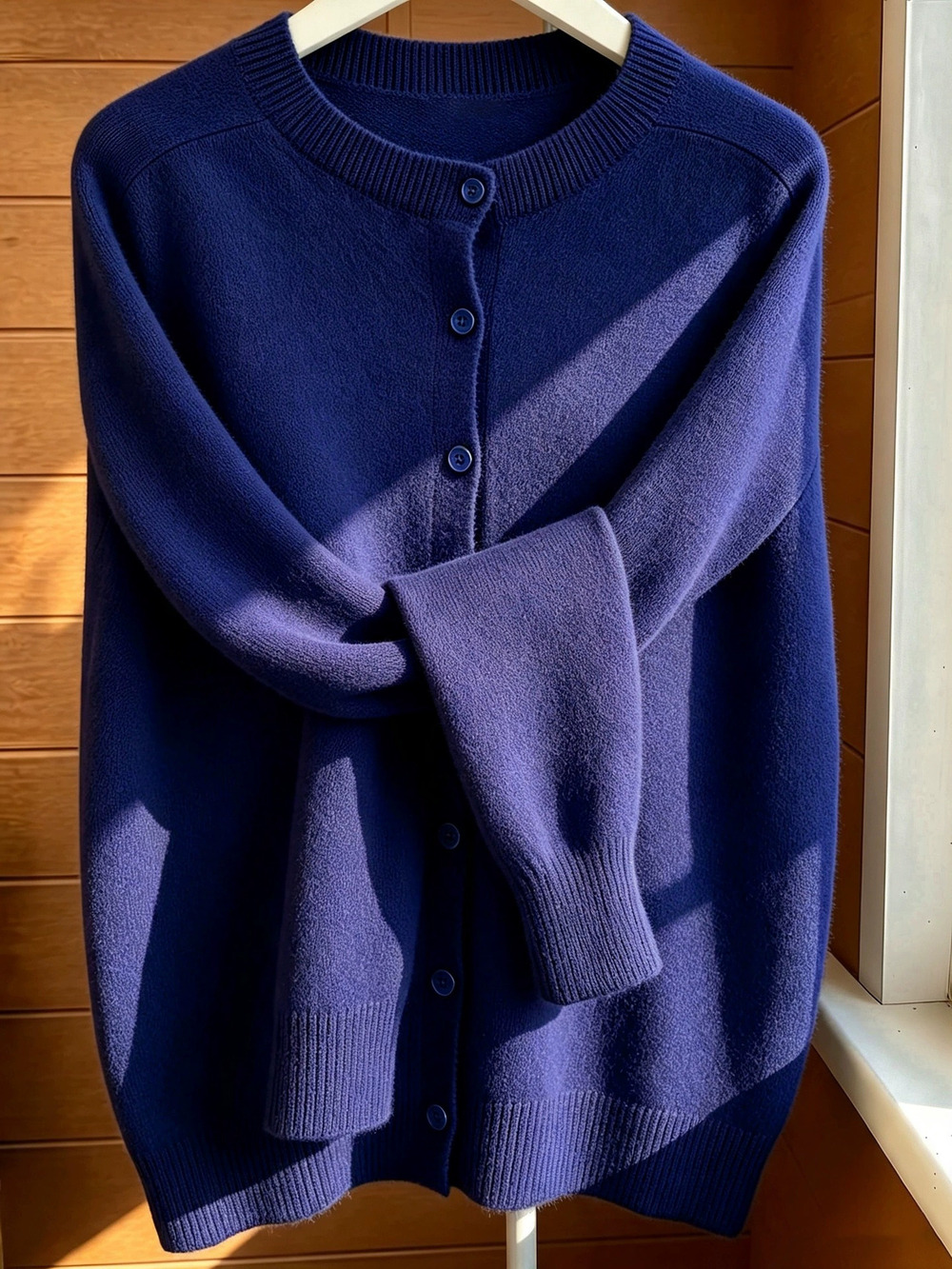 ZARA Womens Fall Solid Round Neck Cardigan Sweater Casual Versatile Coat